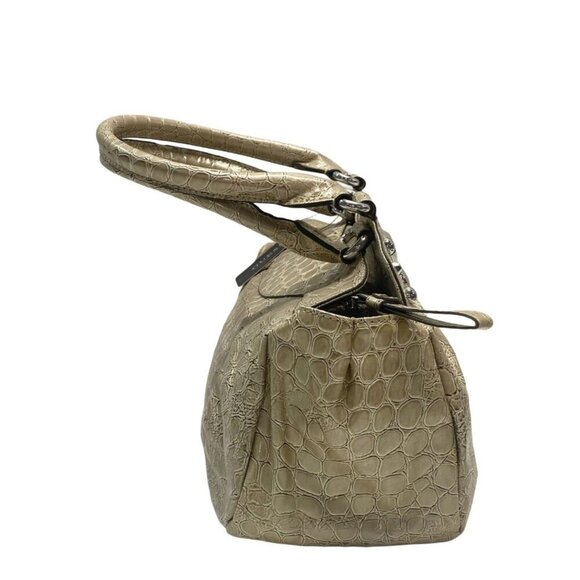 Vtg Guess Ivory Crocodile Print Embossed Faux Leather w Top Handle Bag, Y2K - Picture 3 of 6